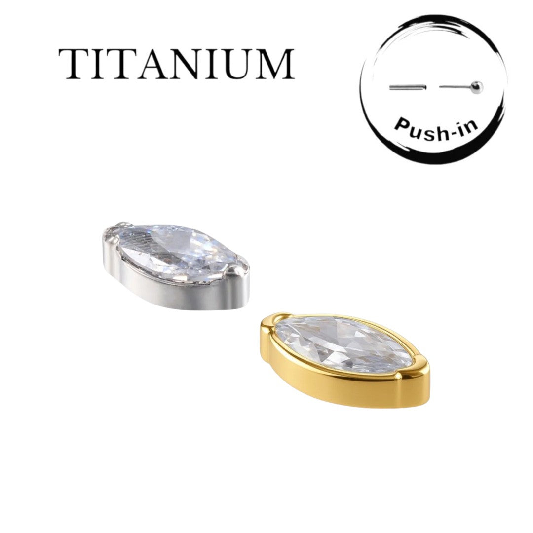 Implant Grade ASTM F136 Titanium Marquise Crystal Set Labret Push In