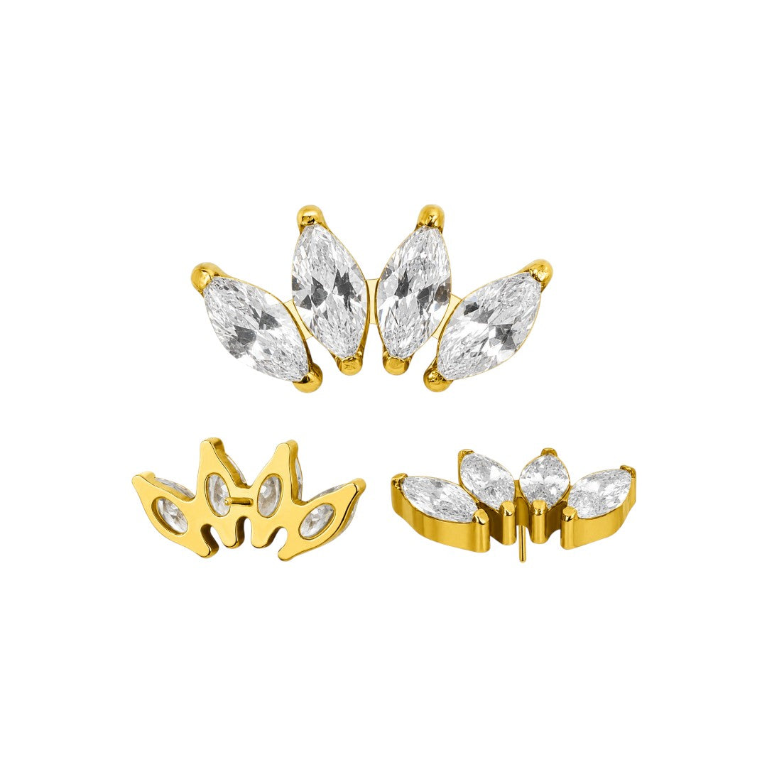 Implant Grade ASTM F136 Titanium  4 Prong Set Marquise CZ Labret Push In