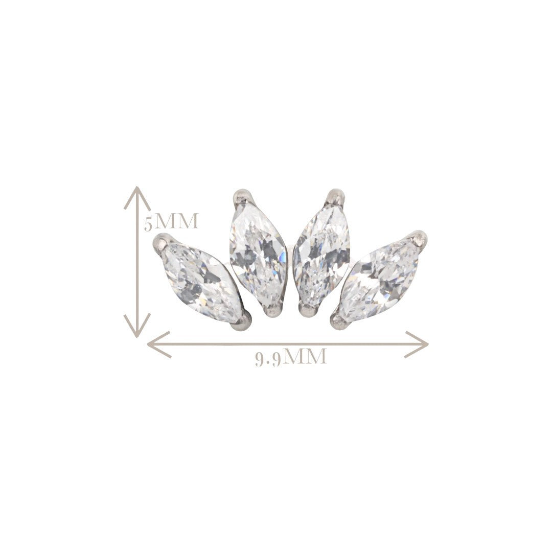 Implant Grade ASTM F136 Titanium  4 Prong Set Marquise CZ Labret Push In