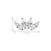 Implant Grade ASTM F136 Titanium  4 Prong Set Marquise CZ Labret Push In