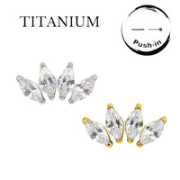 Implant Grade ASTM F136 Titanium  4 Prong Set Marquise CZ Labret Push In