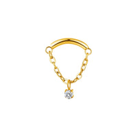 Implant Grade ASTM F136 Titanium Chain Hangs Curved Bar With CZ Center Labret Push In