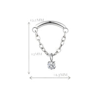 Implant Grade ASTM F136 Titanium Chain Hangs Curved Bar With CZ Center Labret Push In