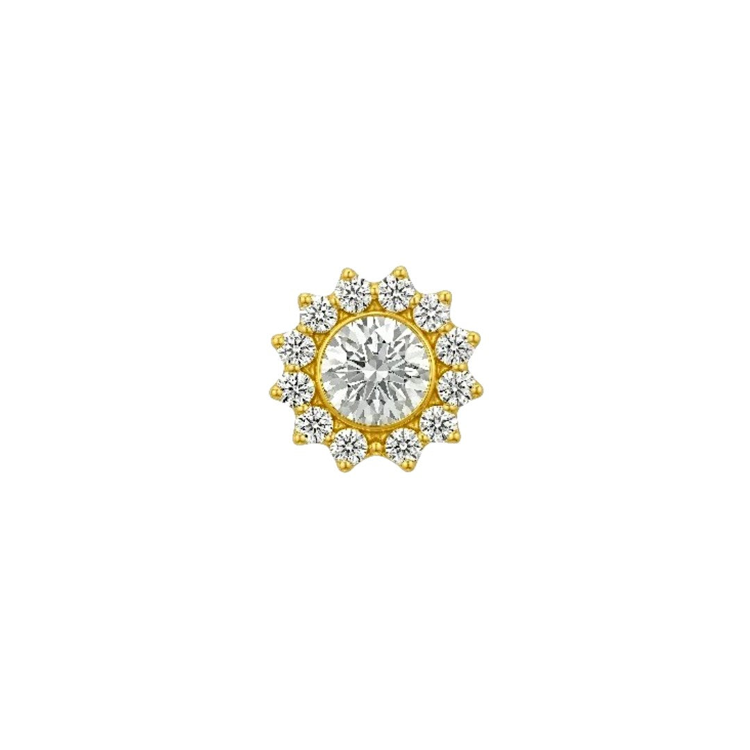Implant Grade ASTM F136 Titanium Bezel CZ Flower Push In Labret