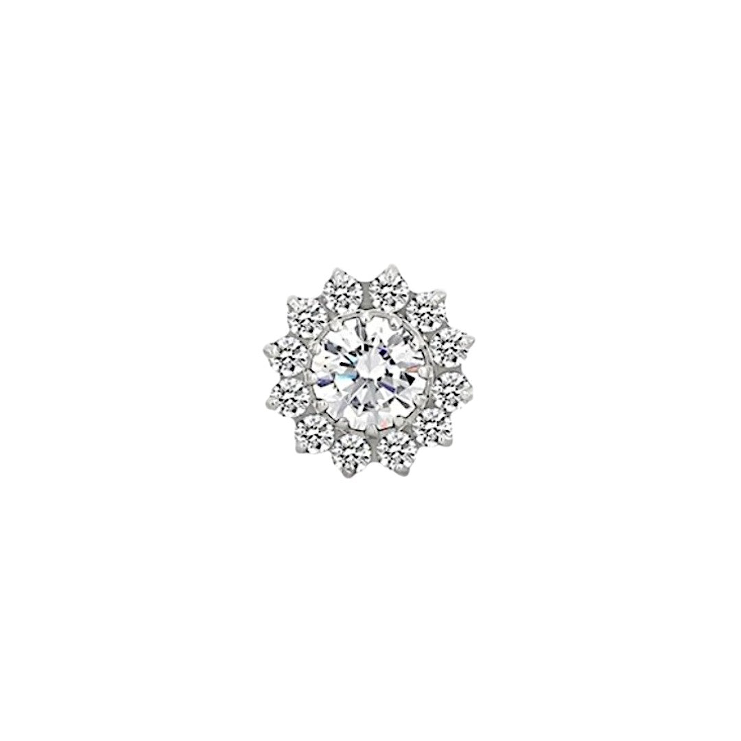 Implant Grade ASTM F136 Titanium Bezel CZ Flower Push In Labret