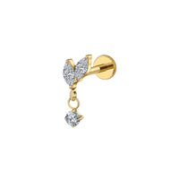 Implant Grade ASTM F136 Titanium  2 Marquise CZ With CZ Dangle Labret Push In
