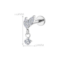 Implant Grade ASTM F136 Titanium  2 Marquise CZ With CZ Dangle Labret Push In