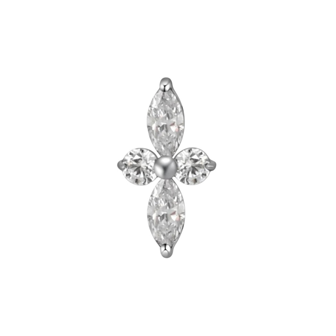 Implant Grade ASTM F136 Titanium 2 Marquise CZ 2 Round CZ Push In Labret