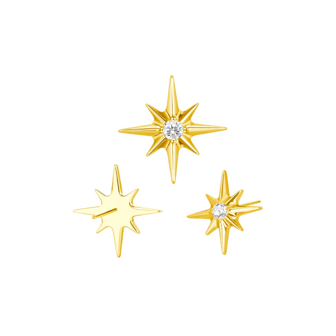 Implant Grade ASTM F136 Titanium Star Stone Labret Push In