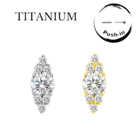 Implant Grade ASTM F136 Titanium 3 Stones One Big Middle Stone Labret Push In