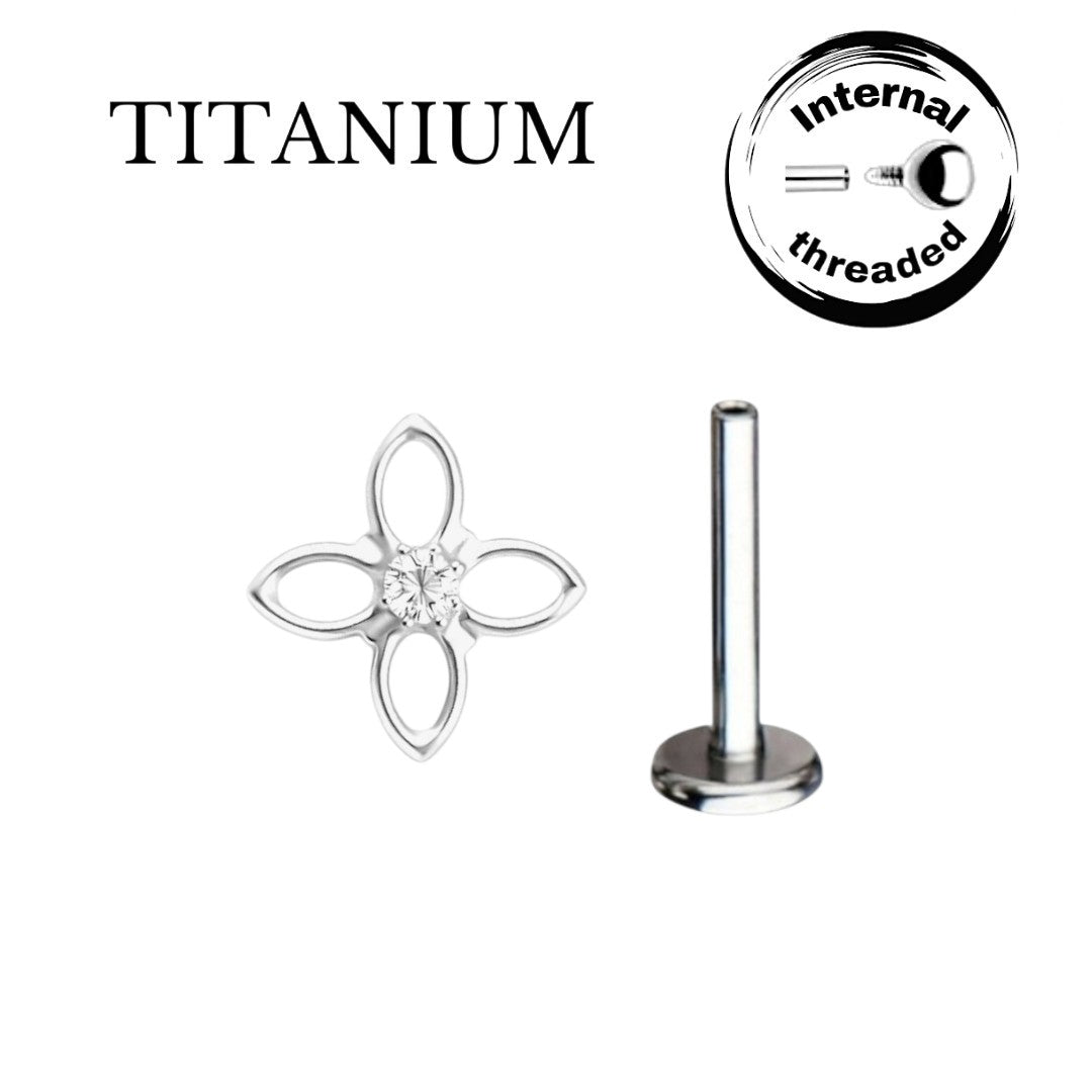 Implant Grade ASTM F136 Titanium Open Flower Internally Threaded Labret