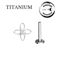 Implant Grade ASTM F136 Titanium Open Flower Internally Threaded Labret