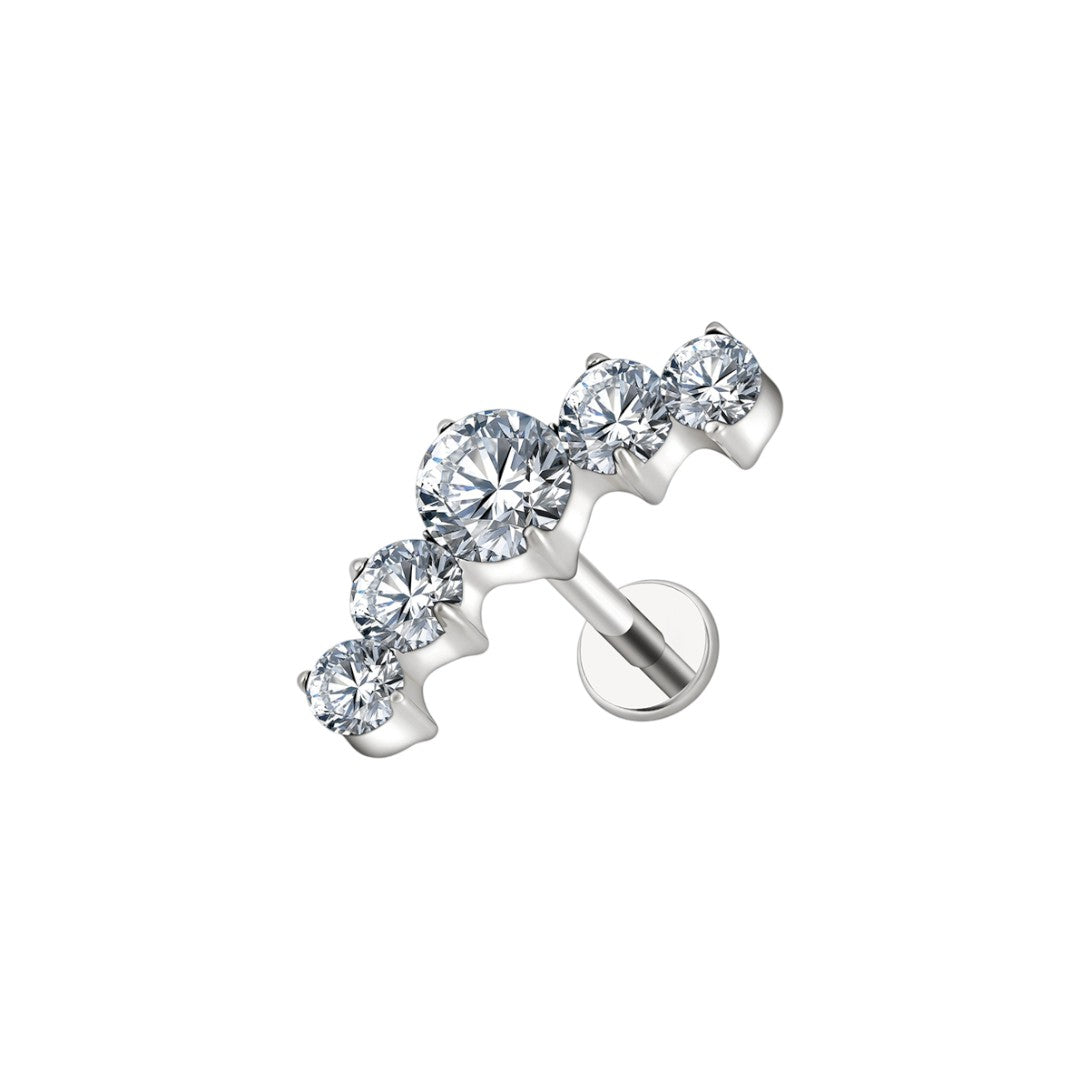 Implant Grade ASTM F136 Titanium 5 Big Stones Fan Top Push In Labret