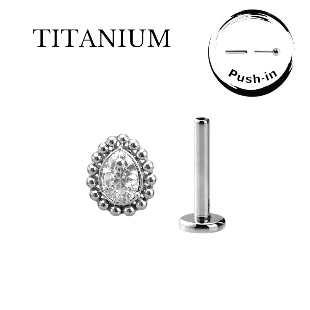 Implant Grade ASTM F136 Titanium 5 Big Stones Fan Top Push In Labret