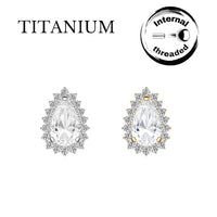 Implant Grade ASTM F136 Titanium Labret Teardrop With Stones Around