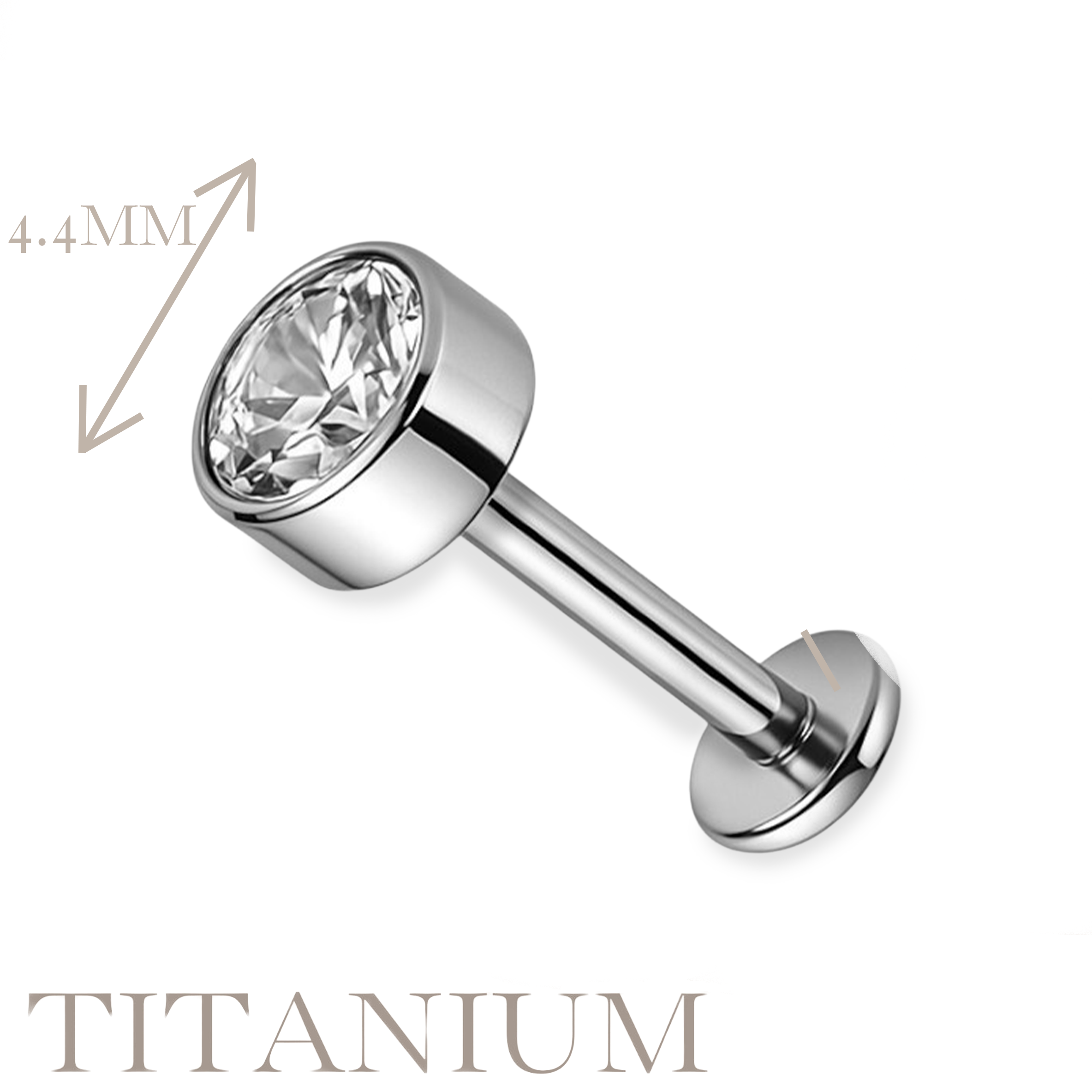 Implant Grade ASTM F136 Titanium Big Stone Internaly Threaded Labret
