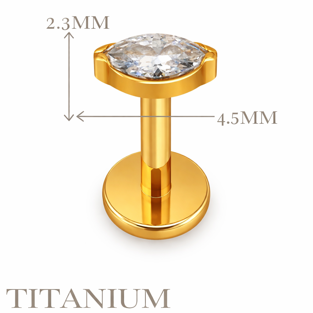 Implant Grade ASTM F136 Titanium Oval Stone Internaly Threaded Labret