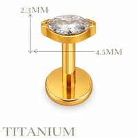 Implant Grade ASTM F136 Titanium Oval Stone Internaly Threaded Labret