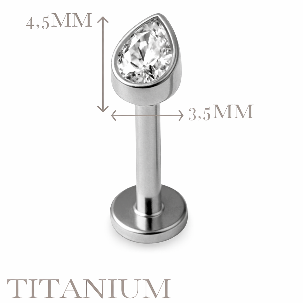 Implant Grade ASTM F136 Titanium Stone Drop Internaly Threaded Labret