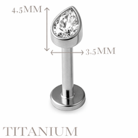 Implant Grade ASTM F136 Titanium Stone Drop Internaly Threaded Labret