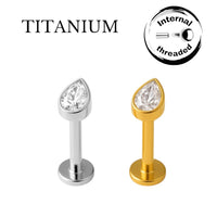 Implant Grade ASTM F136 Titanium Stone Drop Internaly Threaded Labret