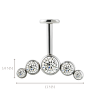Implant Grade ASTM F136 Titanium Hidden Helix Five Stones Internaly Threaded Labret