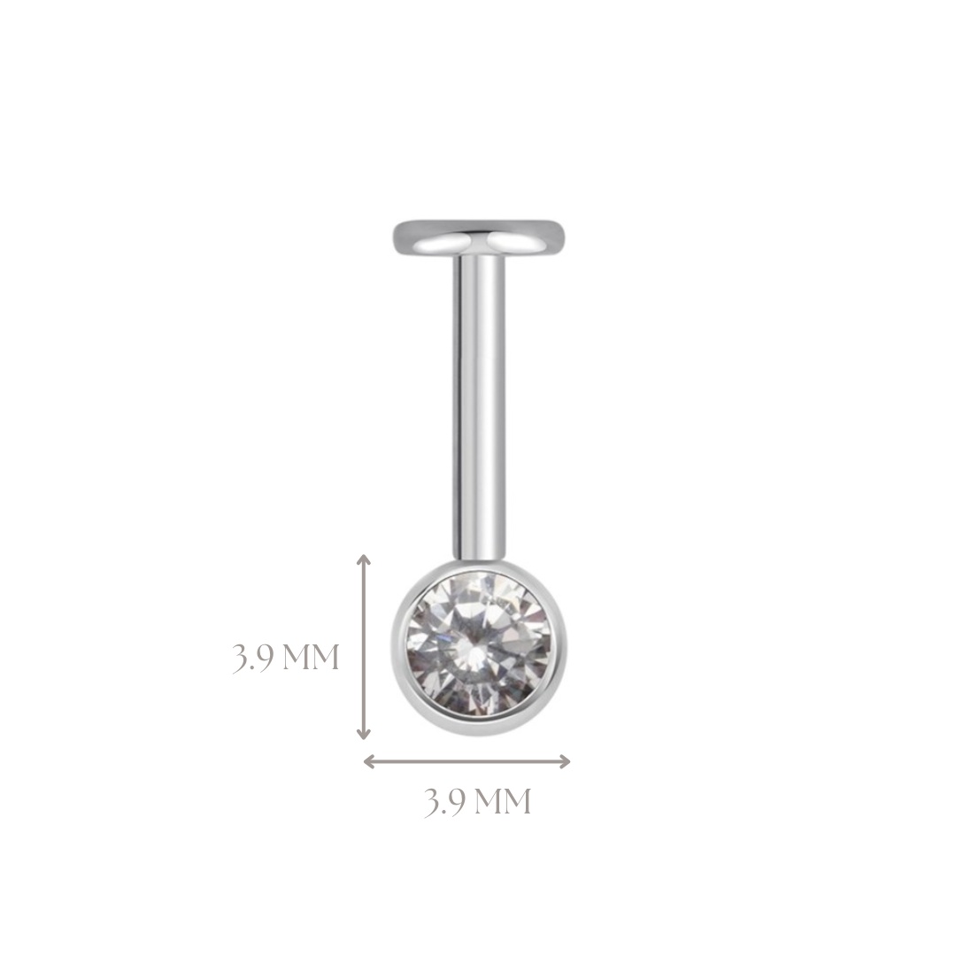 Implant Grade ASTM F136 Titanium Hidden Helix One Stone Internaly Threaded Labret