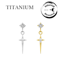 Implant Grade ASTM F136 Titanium Stone Sparkle Pendant