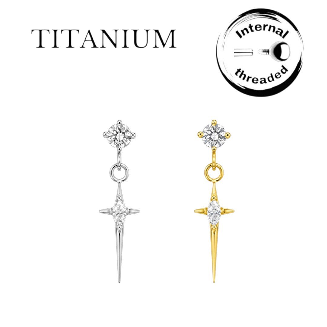 Implant Grade ASTM F136 Titanium Stone Sparkle Pendant