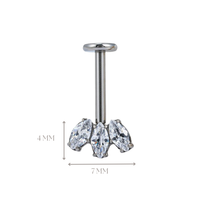 Implant Grade ASTM F136 Titanium Hidden Helix Oval Three Internaly Threaded Labret