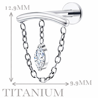 Implant Grade ASTM F136 Titanium Hidden Helix Chain Stone Internaly Threaded Labret