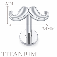 Implant Grade ASTM F136 Titanium Moustache Internaly Threaded Labret