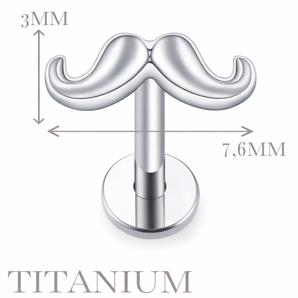 Implant Grade ASTM F136 Titanium Moustache Internaly Threaded Labret