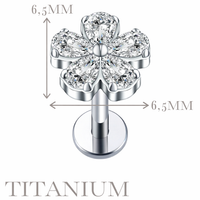 Implant Grade ASTM F136 Titanium Stones Flower Internaly Threaded Labret