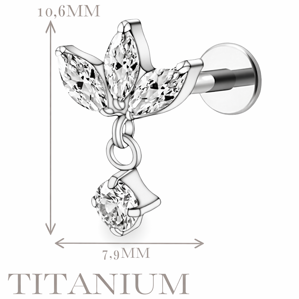 Implant Grade ASTM F136 Titanium Lotus Stone Pendant Internaly Threaded Labret
