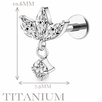 Implant Grade ASTM F136 Titanium Lotus Stone Pendant Internaly Threaded Labret