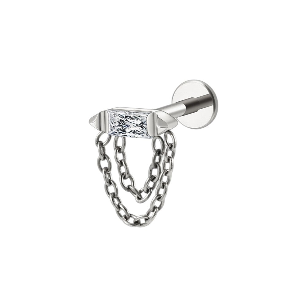Implant Grade ASTM F136 Titanium Stone With Chain Internaly Threaded Labret
