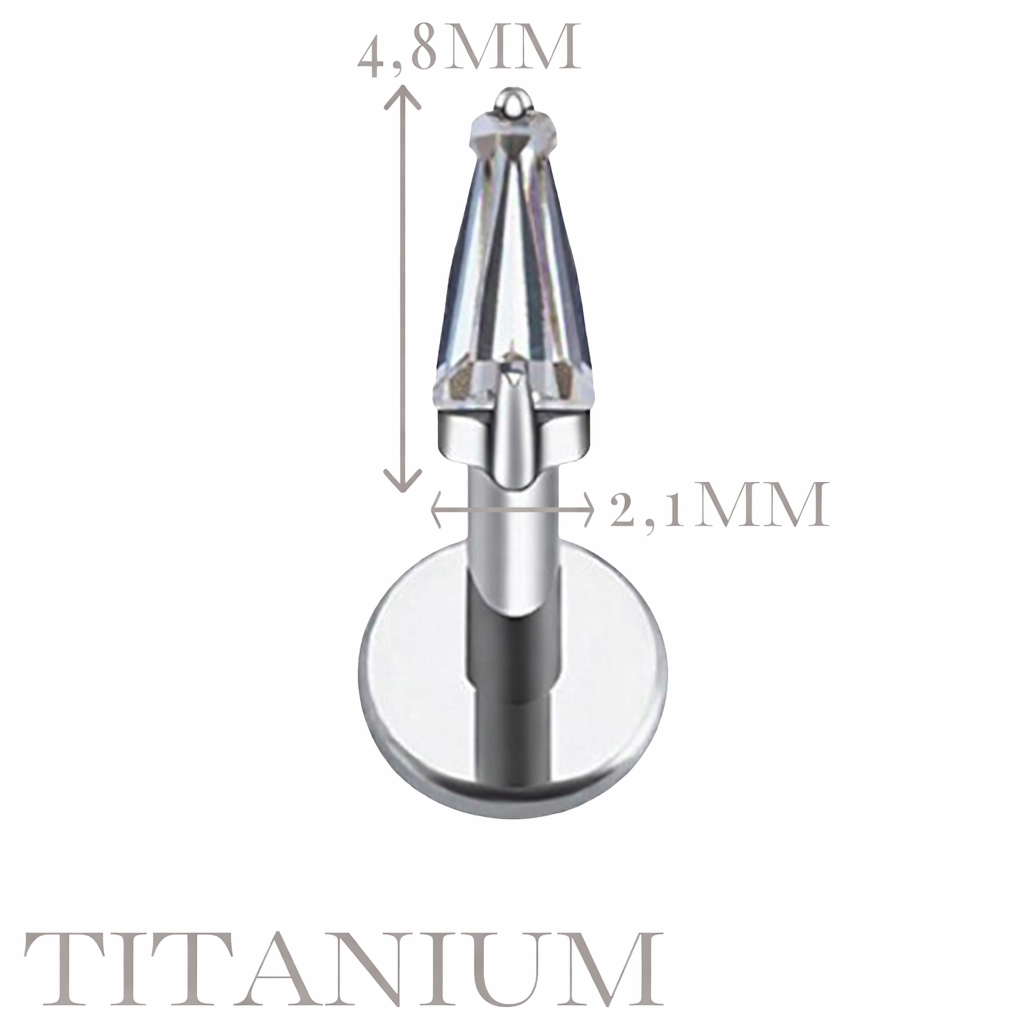 Implant Grade ASTM F136 Titanium Pointy Diamond Internaly Threaded Labret