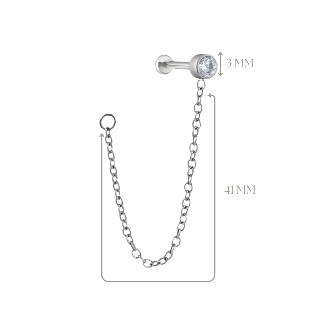 Implant Grade ASTM F136 Titanium Chain Stone Internaly Threaded Labret
