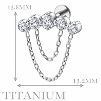 Implant Grade ASTM F136 Titanium Stone Curve Chain Internaly Threaded Labret