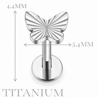Implant Grade ASTM F136 Titanium Butterfly Ridge Internaly Threaded Labret