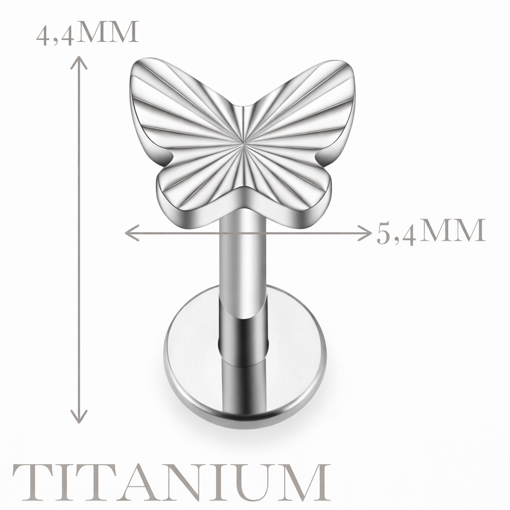 Implant Grade ASTM F136 Titanium Butterfly Ridge Internaly Threaded Labret
