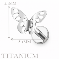 Implant Grade ASTM F136 Titanium Butterfly Holes Internaly Threaded Labret