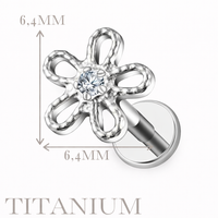 Implant Grade ASTM F136 Titanium Flower Outlines Internaly Threaded Labret