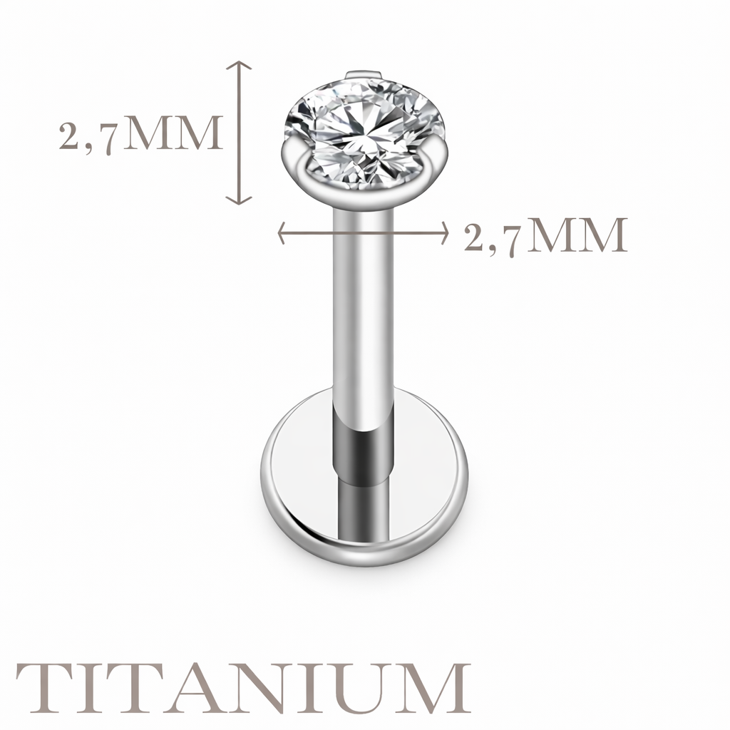Implant Grade ASTM F136 Titanium Stone On Top Internaly Threaded Labret