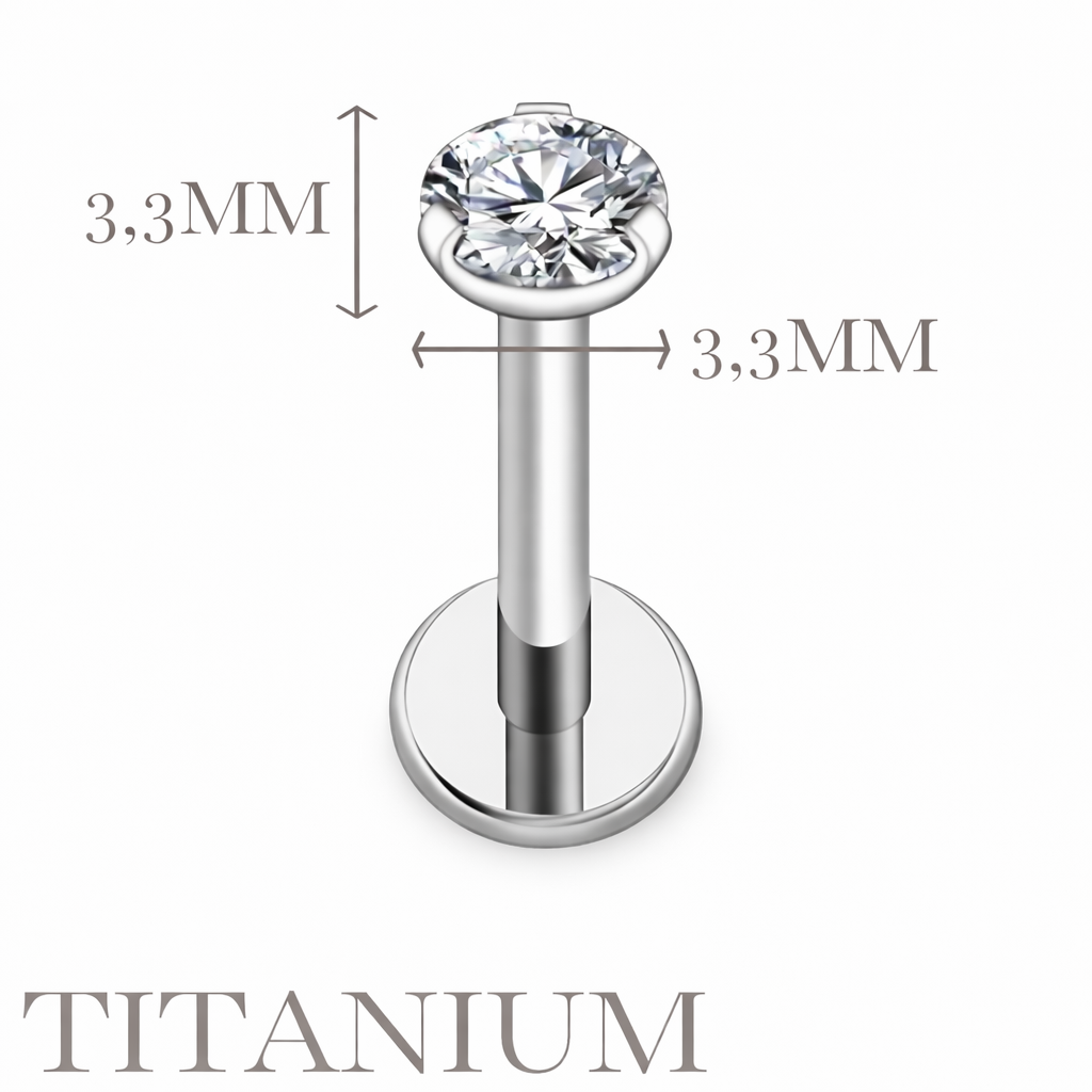 Implant Grade ASTM F136 Titanium Stone On Top Internaly Threaded Labret