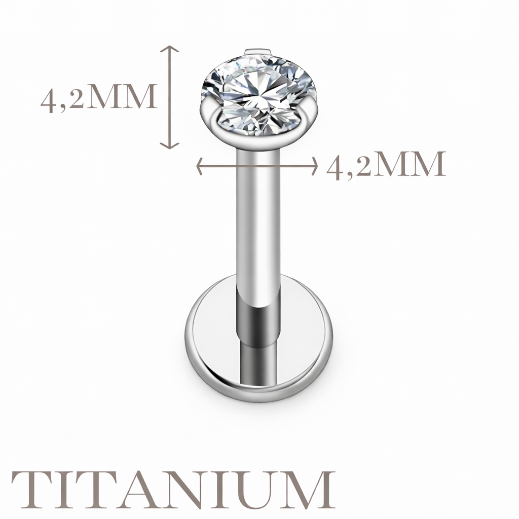 Implant Grade ASTM F136 Titanium Stone On Top Internaly Threaded Labret