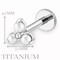 Implant Grade ASTM F136 Titanium 3 Pearls Triangle Top Internaly Threaded Labret