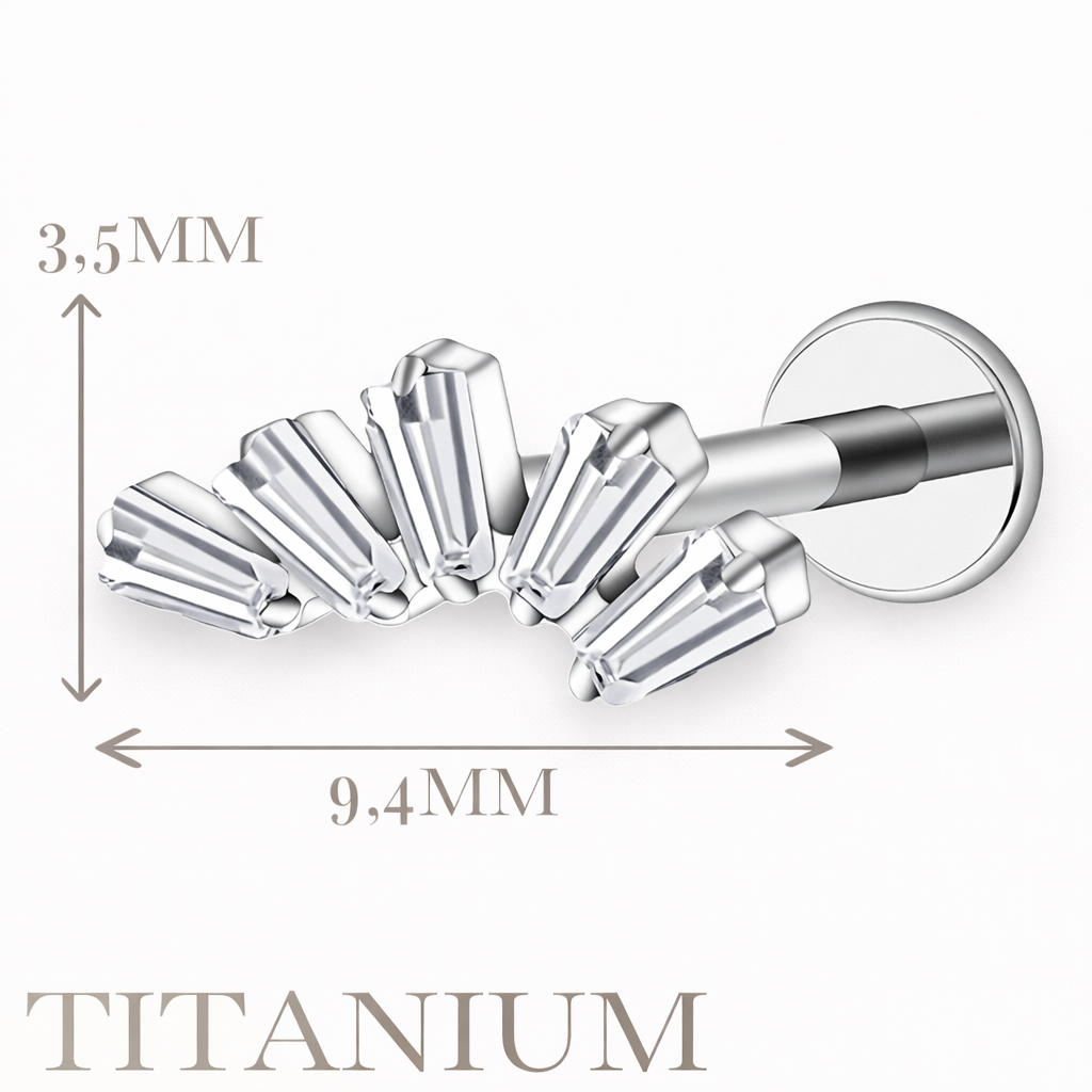 Implant Grade ASTM F136 Titanium Chrystal Fan Top Internaly Threaded Labret