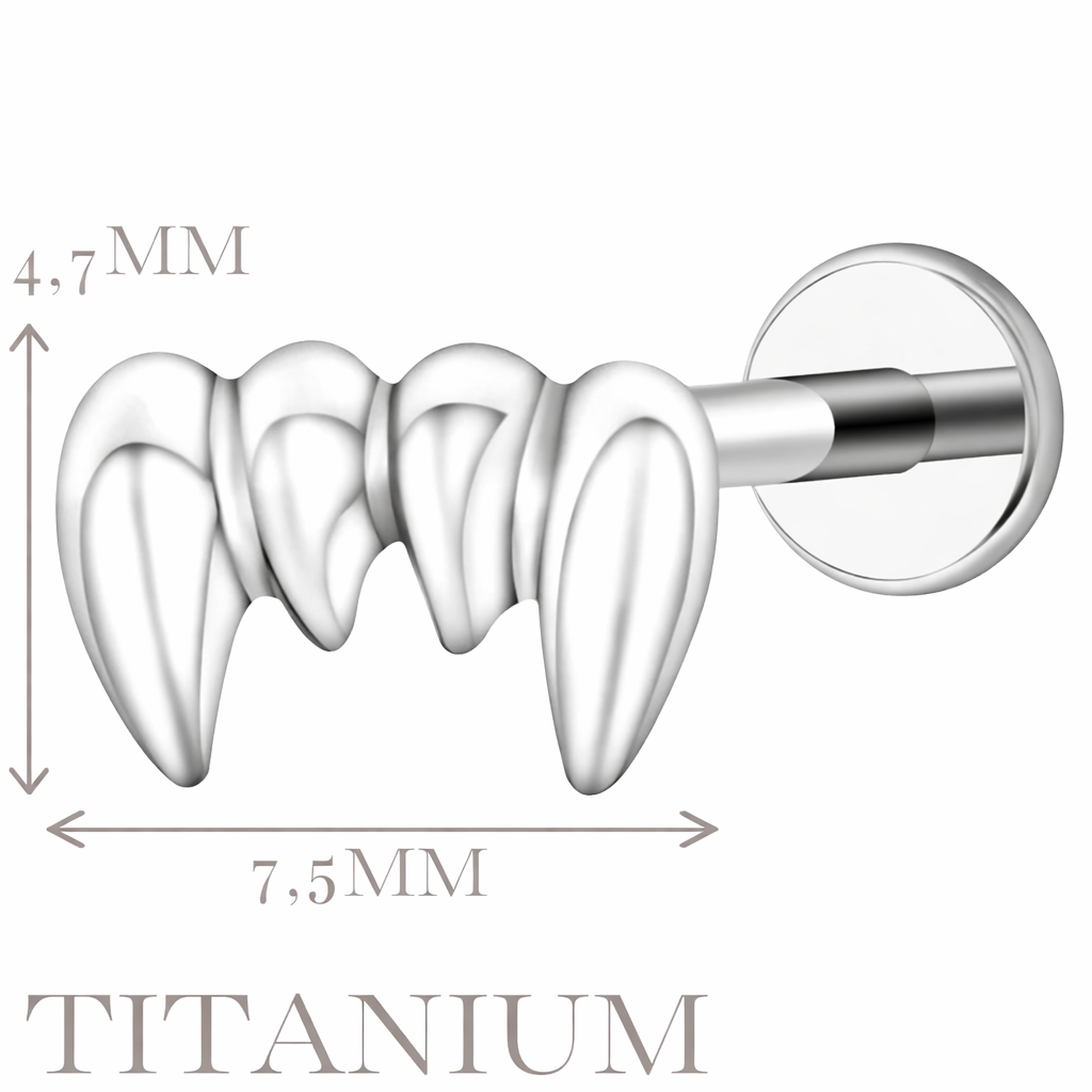 Implant Grade ASTM F136 Titanium Vampire Teeth Internaly Threaded Labret